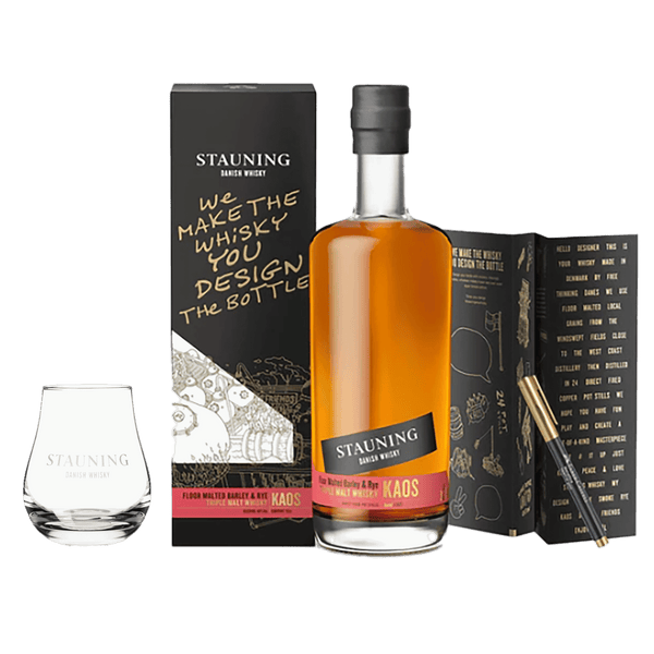 Stauning KAOS Design Edition og glas – dansk whisky med stil