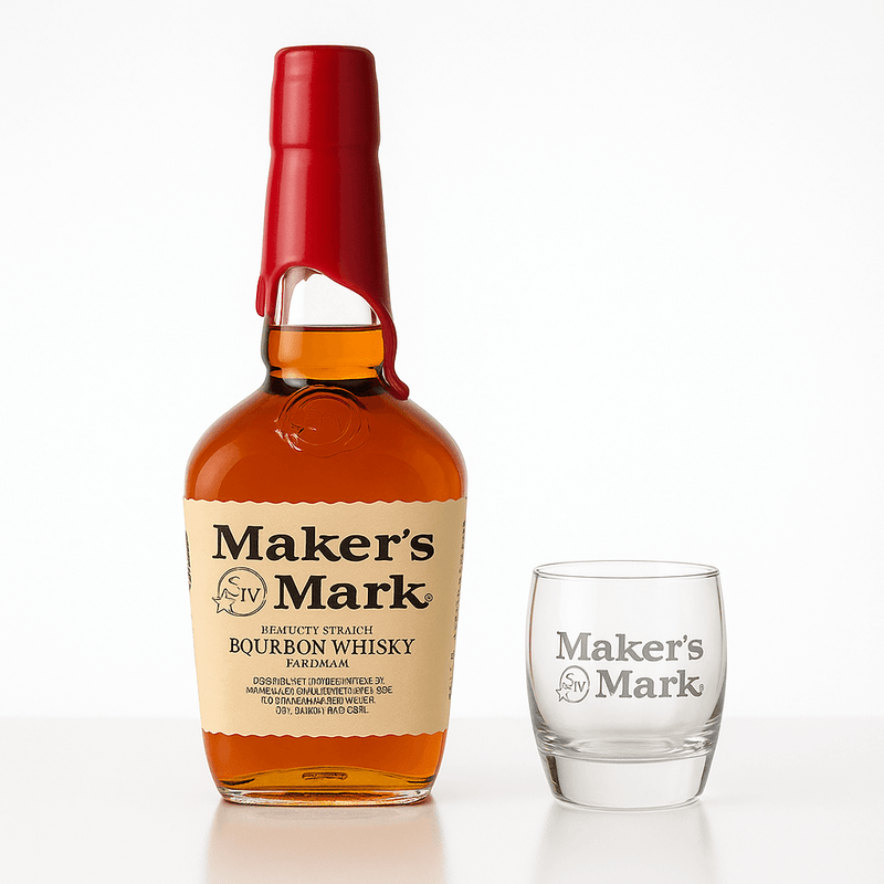 Maker's Mark Bourbon Whisky + Gratis Maker's Mark Bourbon Whisky Glas